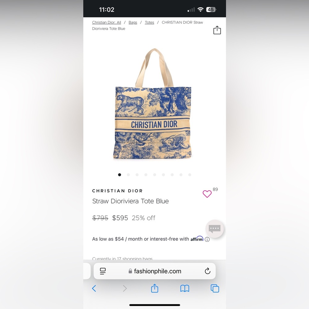 Dioriviera Blue Straw Tote Bag